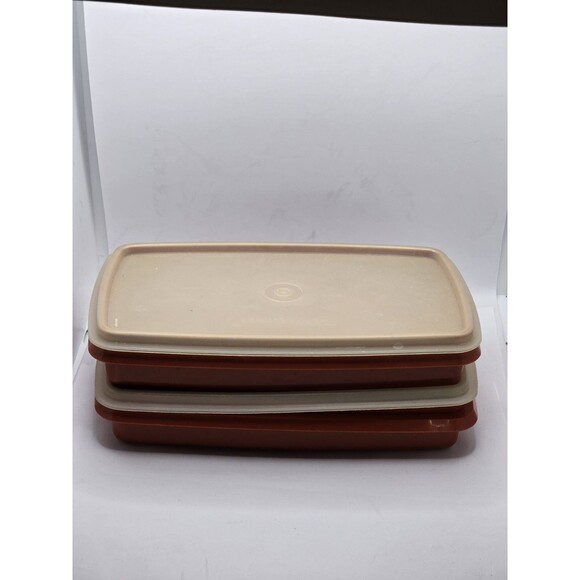 Tupperware Deli Meat Coldcut Storage Container Paprika with Lid Set of 2 - Picture 2 of 13